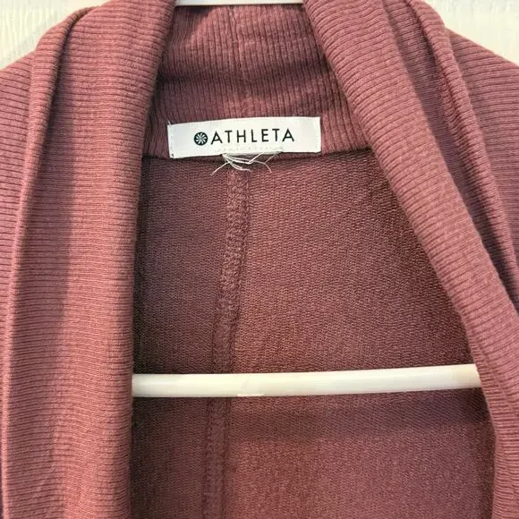 Athleta Pranayama Wrap Long Line Cardigan Medium Tawny Rose Mauve Lounge Cozy - Picture 6 of 13